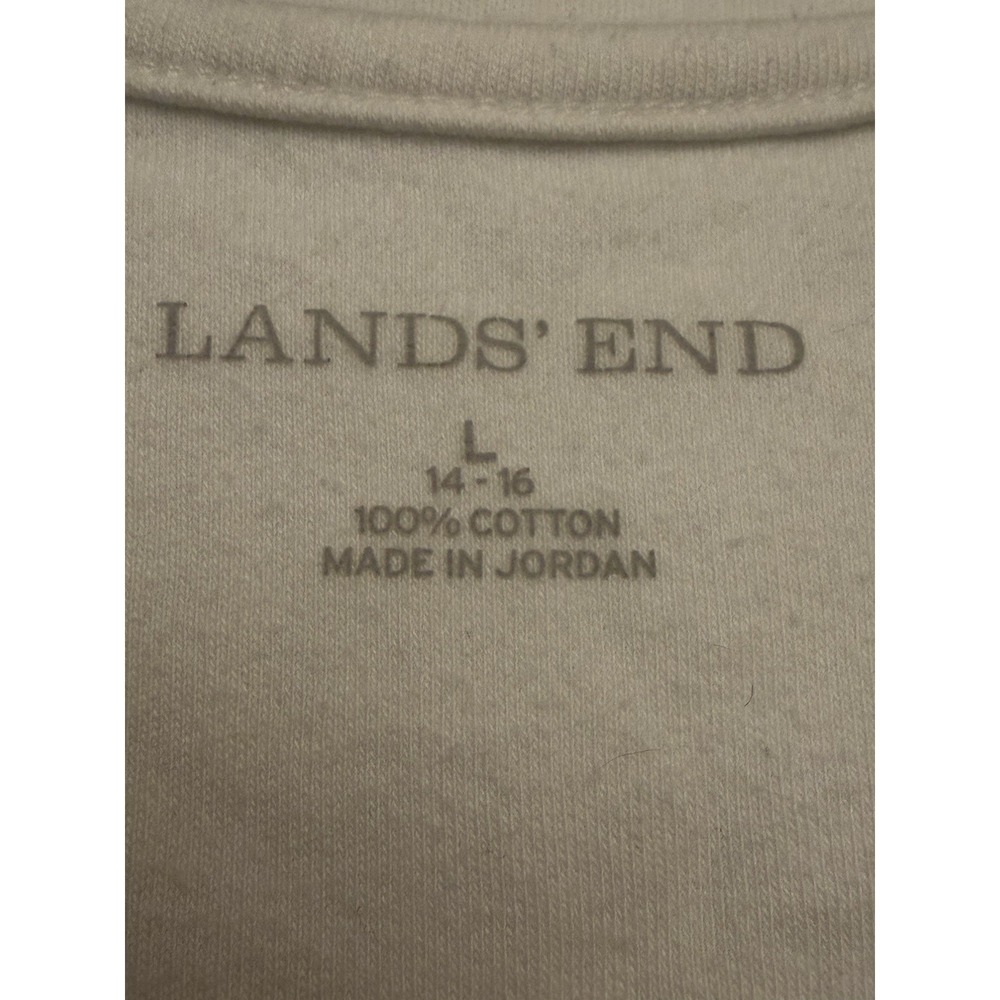 Lands' End White Solid Knit 100% Cotton Scoop Neck Sleeveless Tank Top Women L - Picture 3 of 5